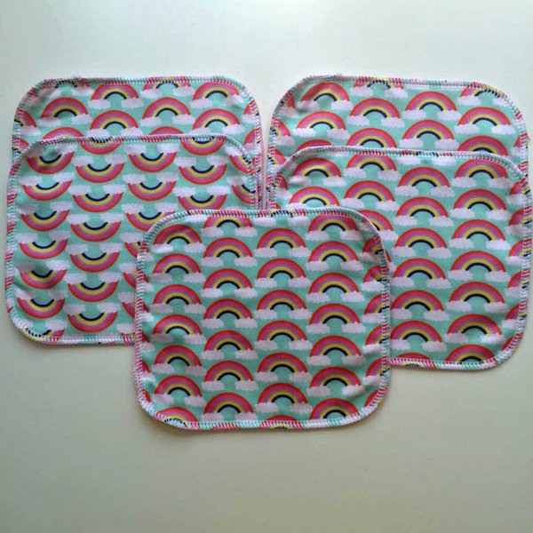 Rainbow Set of 5 Flannel Wipes - Girls Rainbow Set of 5 Flannel Wipes - Girls