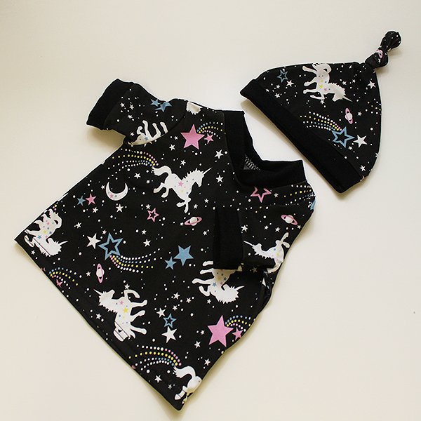 Unicorn Cosmo - Newborn Shirt & Hat Set